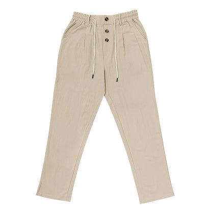 Men's Linen Business Casual Straight Pants Trousers