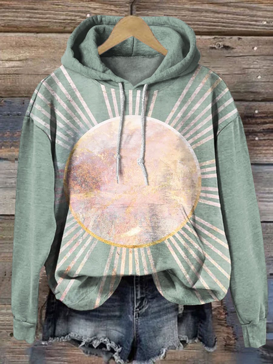 Vintage Sun Rays Art Print Casual Sweatshirt