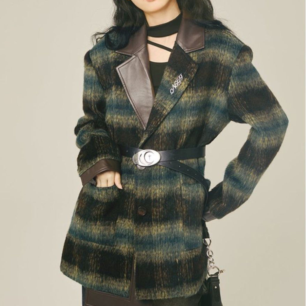 Vintage Woolen Coat Plaid Coat