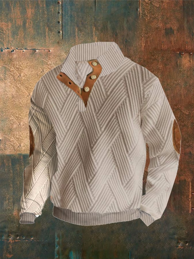 Men'S Plaid Print Button Casual Sweatshirt