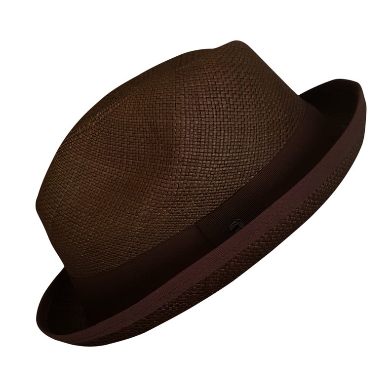 Brown Short Brim Fedora | Original Panama Hat | Toquilla Straw | Handwoven in Ecuador - EA