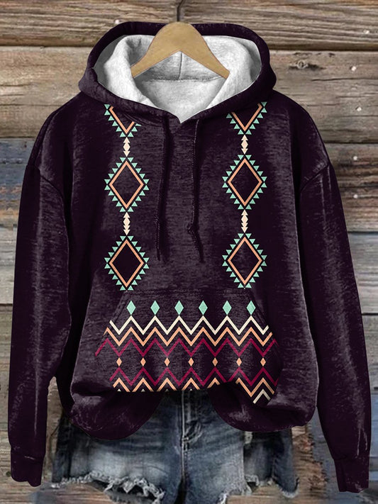 Retro Dark Purple Diamond Art Print Casual Hoodie Sweatshirt