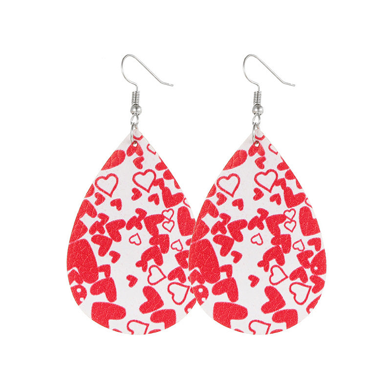 Valentine's Day Hearts Print Teardrop Earrings