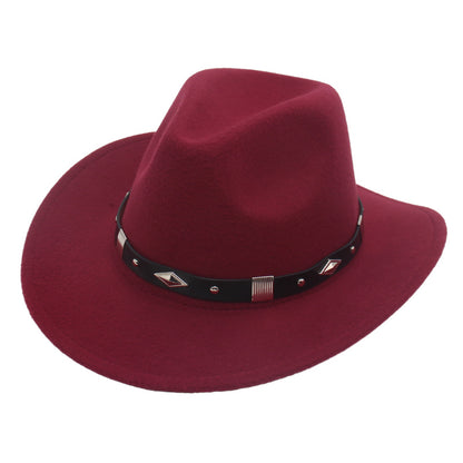 Men's Vintage Western Cowboy Hat Knight Woolen British Felt Hat