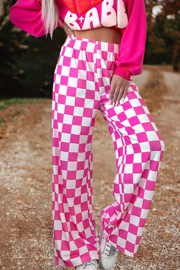 Checkered Wide Leg Pants