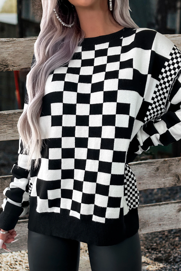 Women's Checkered Sweater