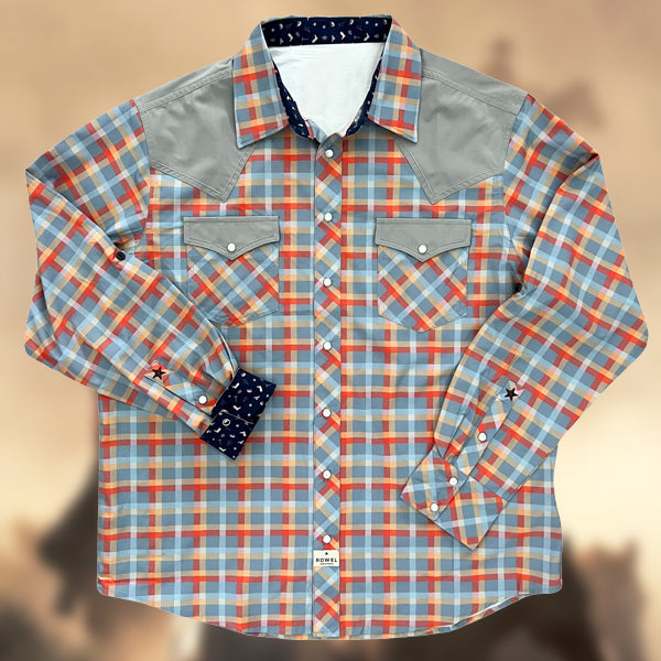 Men's 100% Cotton Retro Plaid Multiple Pockets Shirt