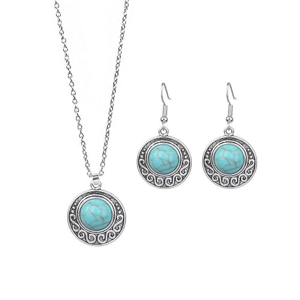 Women's Bohemian Flower Hollow Necklace Earring Set