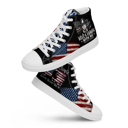 Hells Comin' With Me Men__ high top canvas shoes