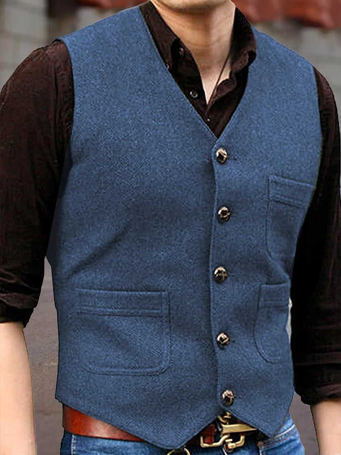 Fashion Temperament Men's Single-Breasted Slim Vest Vest