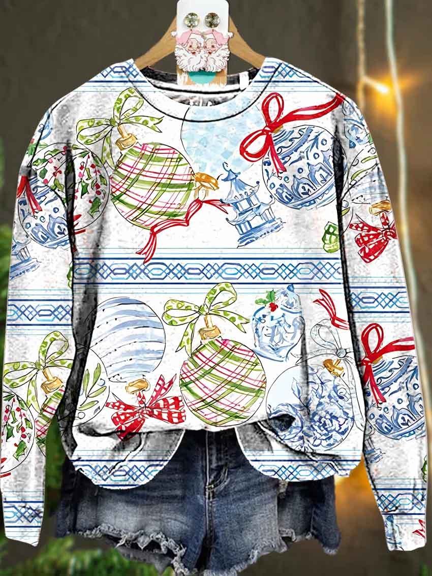 Christmas Bow Christmas ball colorful Casual  Sweatshirt