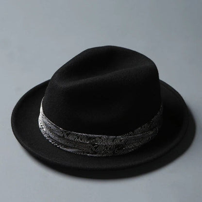 Men's Hat Winter Warm Pure Wool Top Hat Vintage Fedora Women Winter Autumn Gentleman Anglish Ribbon Jazz Hat LM09