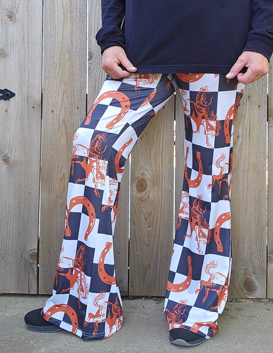 Checkered Rodeo Flare Pants