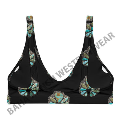 Yeehaw Black Turquoise Naja Bikini Top