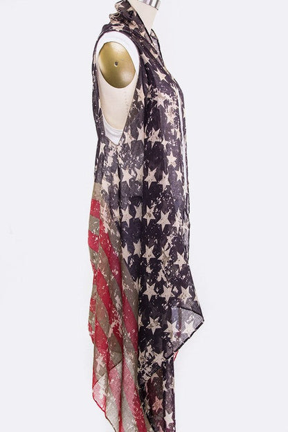 Vintage American Flag Festival Sleeveless Cardigan Vest