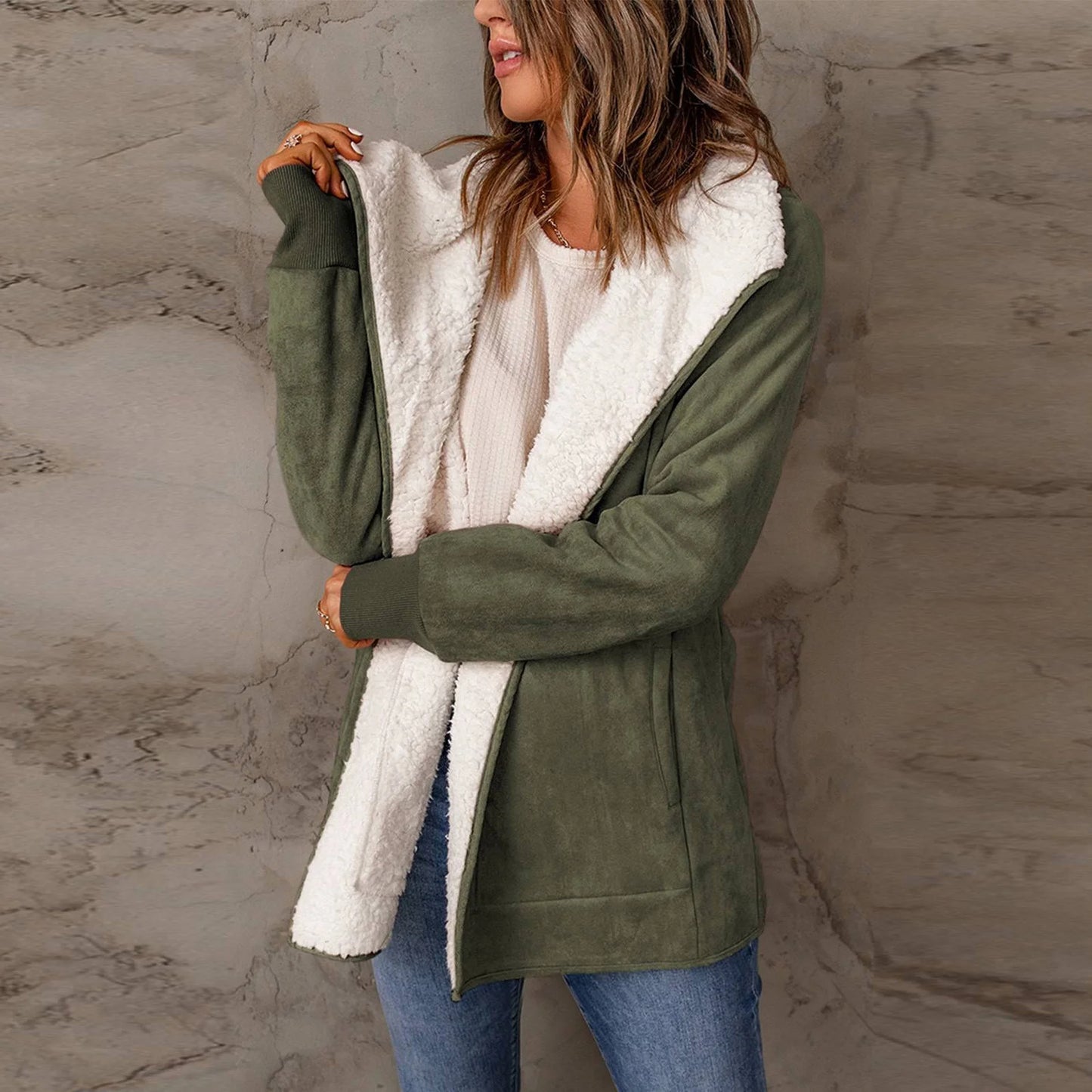 Orchard Faux Suede Sherpa Lined Coat