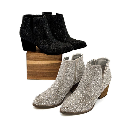 Shine On Rhinestone Bootie in Silver