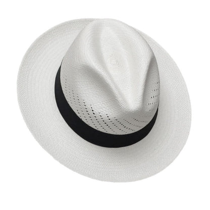 Classic Vented Panama Hat - Brisa Weave - White Straw - Black Band - Handwoven in Ecuador - GPH - HatBox Included-FREE SHIPPING