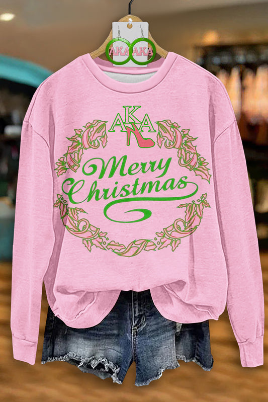 Sweet Alpha Kappa Alpha Sorority Christmas Print Sweatshirt