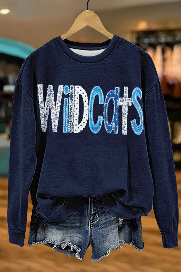 Unique Gameday Wildcats Print Sweatshirt