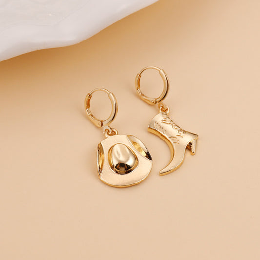 Stylish Alloy Cowboy Hat Boots Asymmetric Earrings