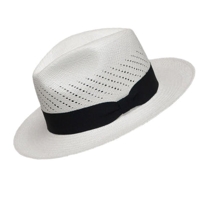 Advanced Original Panama Hat-White Straw | Black Band-Handwoven in Ecuador(HatBox Included)