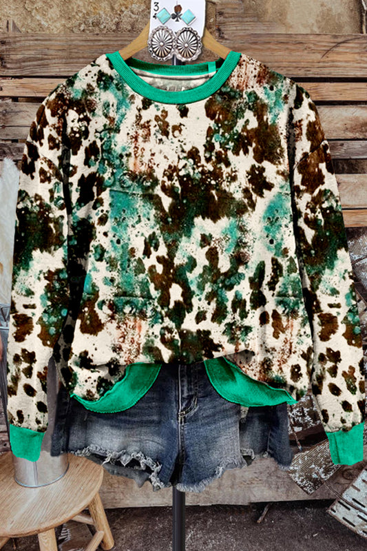 Classic Contrast Western Print Sweatshirt