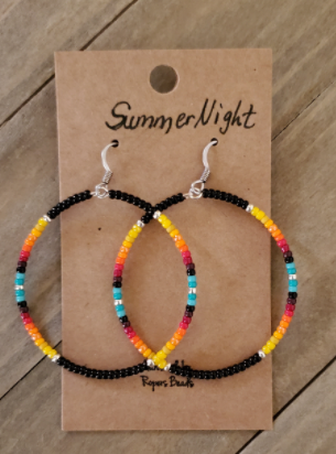 Summer Night Bonfire  Hoop Earrings Choice of size