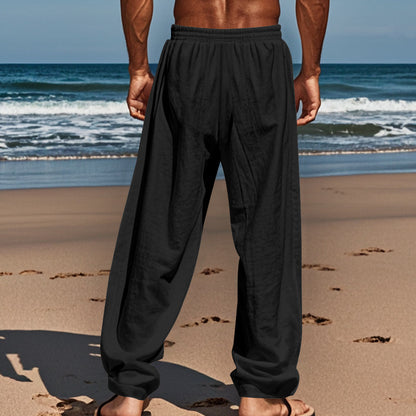 Men's Linen Plain Comfort Breathable Full Length Casual Pants