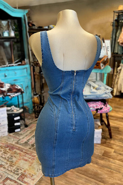 Vintage Washed Scoop Denim Mini Dress