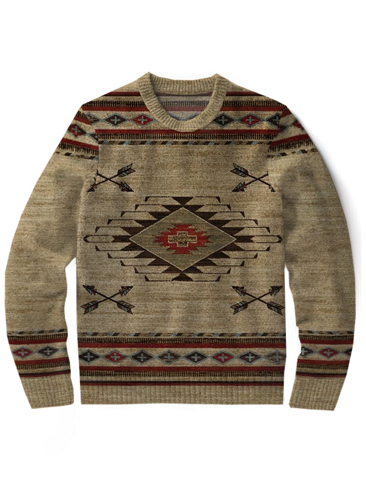 Western Vintage Classic Crew Neck Sweater