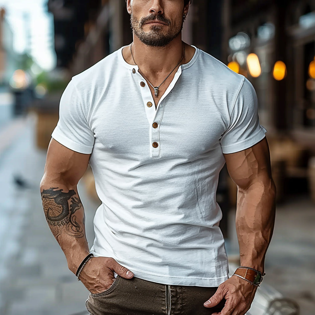 Men's Short Sleeve Henley T-Shirt