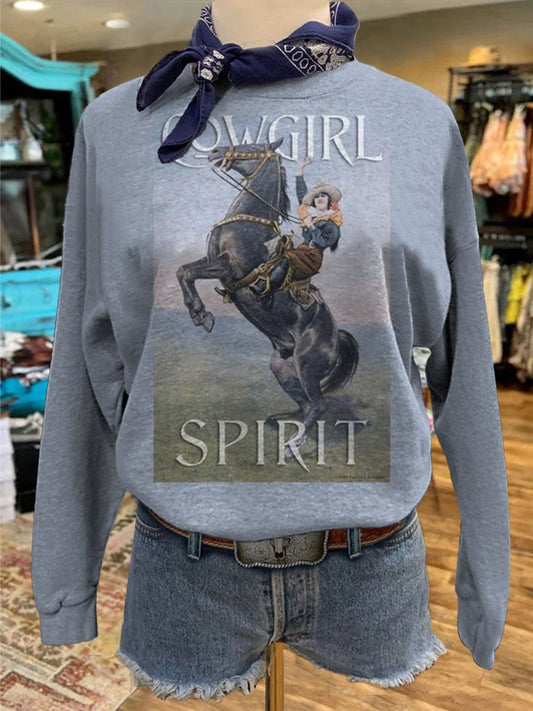 Cowgirl Print Casual Sweatshirt