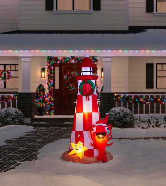 Christmas-7 5 ft inflatable lighthouse scene