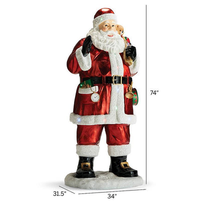 LED Lifesize Santa with Toy Bag