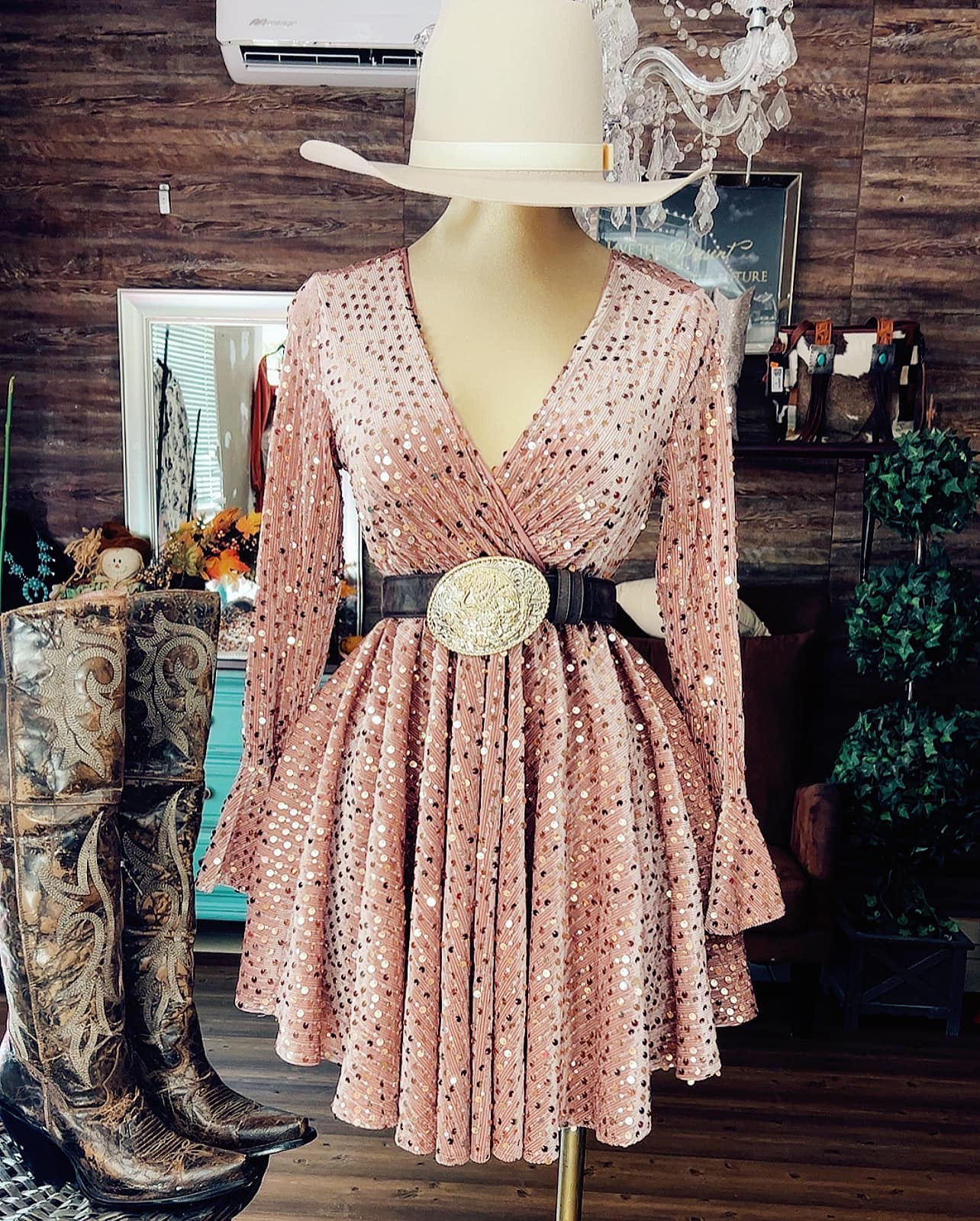 New Arrivals 🍂Western sequin Dress!-Pink