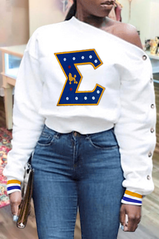 Elegant Buttoned Contrast Sigma Gamma Rho Sweatshirt