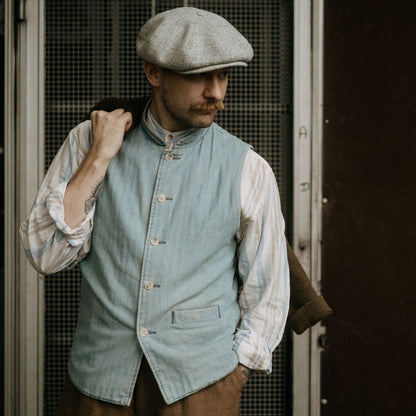 PEAKED CAPS Genuine Scottish Harris Tweed 8 Panels Man Cap Light GRAY