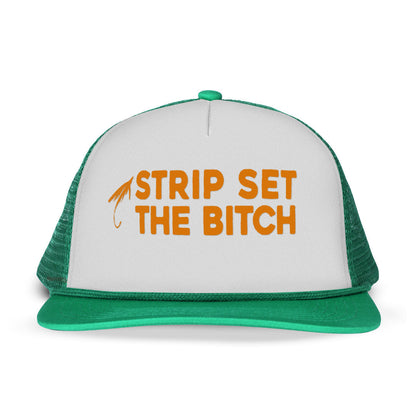 STRIP SET THE BITCH Letter Printed Trucker Hat