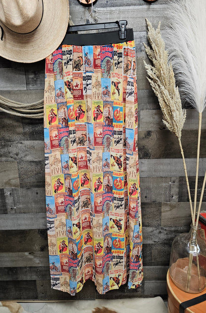 Rodeo Poster Print Beach Maxi Skirt