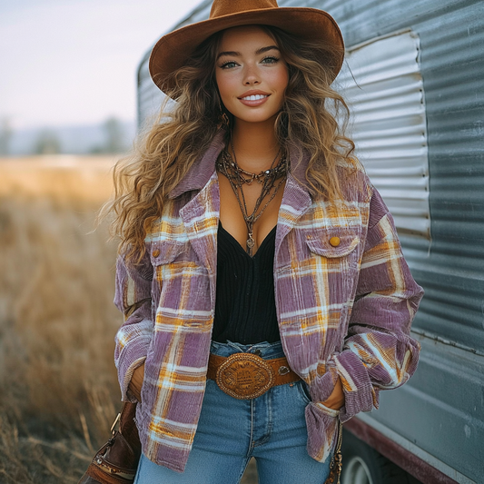 Vintage Western Cowgirl Corduroy Lapel Jacket