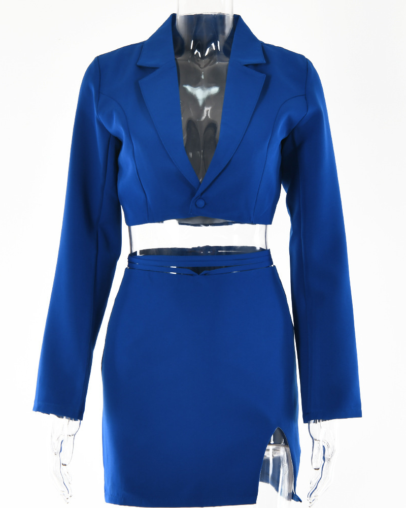 Temperament Tie-Up Open Waist Skirt Suit