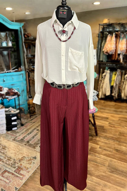 Striped High Waist Wide Leg Pants