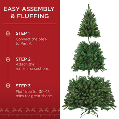 Premium Artificial Spruce Christmas Tree w/ Foldable Metal Base