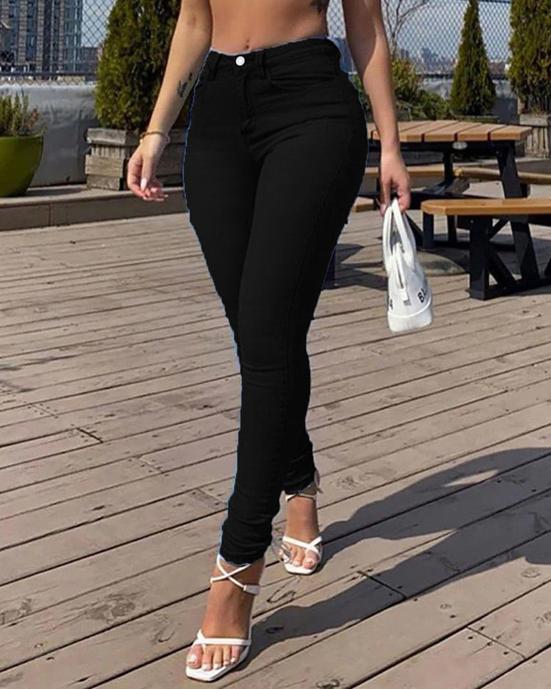 Sexy Peach Hip Skinny Jeans