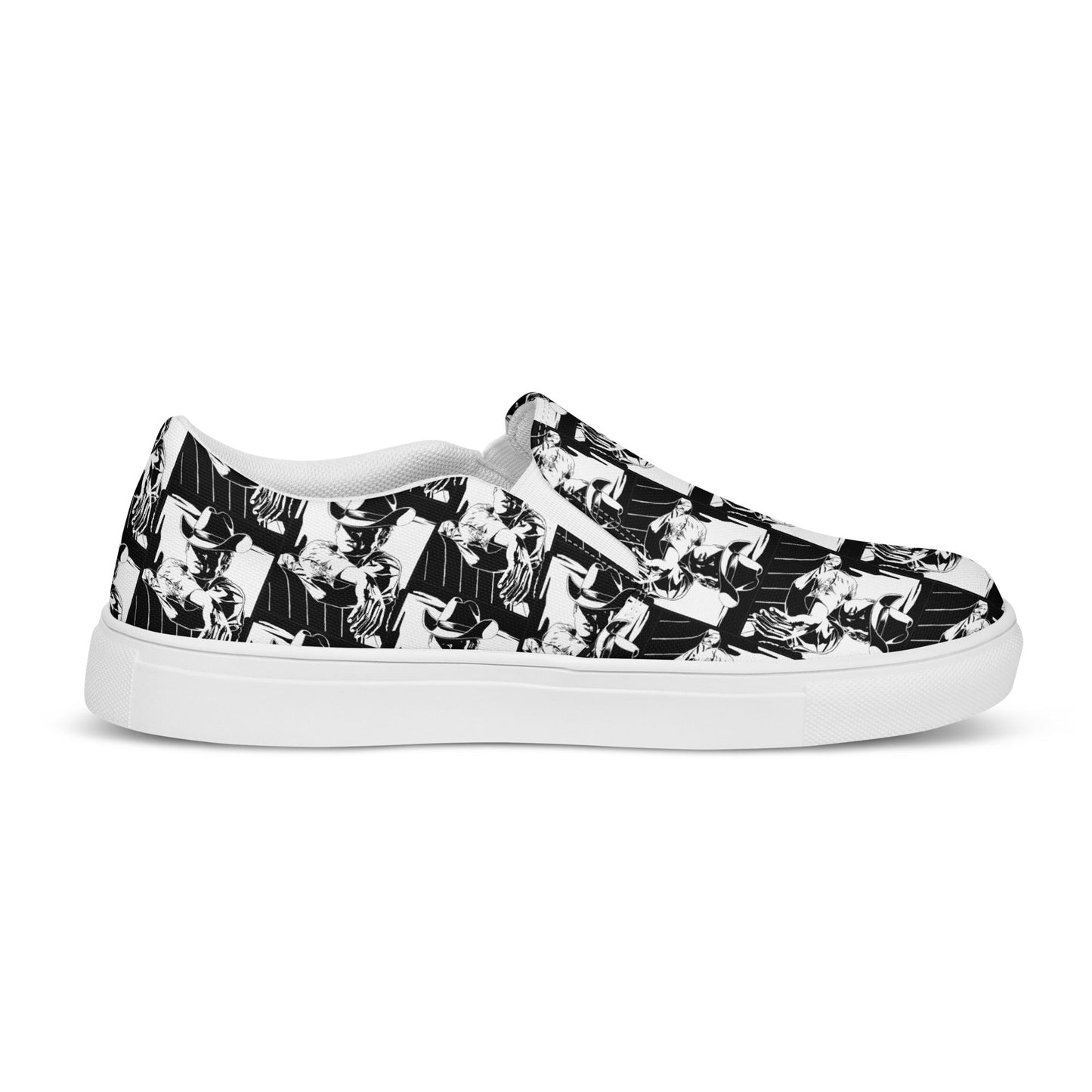 Black & White Cowboy Women__ Slip-on Canvas Shoes