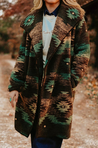 Vintage Western Aztec Print Long Jacket