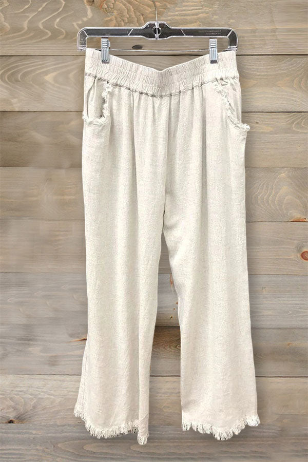 Loose Solid Color Wide-leg Pants