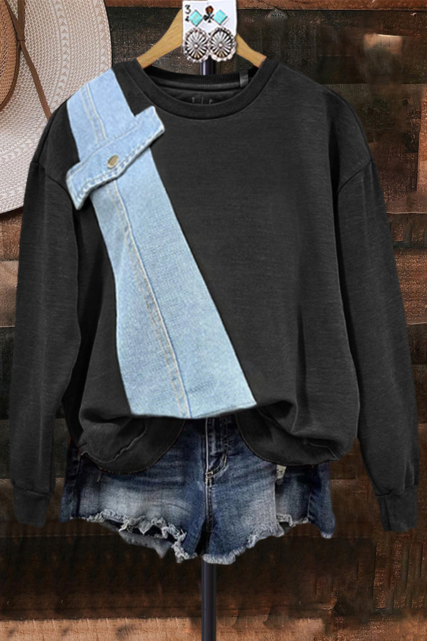 Classic Patchwork Contrast Color Sweatshirt