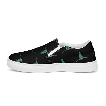 Turquoise Longhorn Women__ slip-on canvas shoes